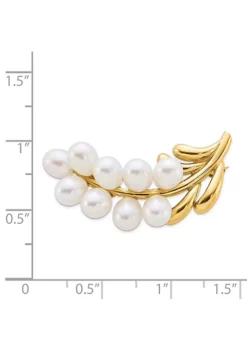 Flash Sale 🧨 14K Yellow Gold Polished Cluster 5-6mm White Rice Freshwater Cultured Pearl Pin Brooch by Belk & Co. 🛒 -DealsBelk & Co. Store Belk 21567