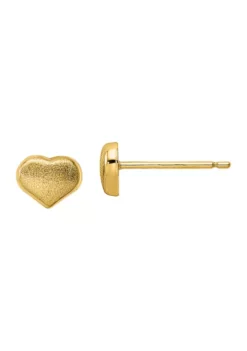 Discount ⭐ 14K Yellow Gold Satin and Polished Heart Post Earrings by Belk & Co. 💯 -DealsBelk & Co. Store Belk 21596