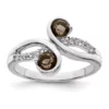 Best Pirce 😉 5/8 ct. t.w. Smoky Quartz and White Topaz Swirl Ring in Rhodium-Plated Sterling Silver by Belk & Co. 👏