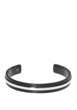 Outlet ✨ Stainless Steel Textured Cuff Bangle with Black IP by Belk & Co. 🎁