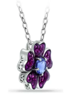 Promo 🤩 Lab Created 0.49 ct. Nano Tanzanite and Enamel Flower Necklace on 18 inch chain, Sterling Silver by Belk & Co. 😍 -DealsBelk & Co. Store Belk 21610