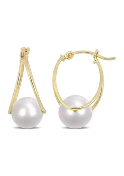 Brand new 🌟 8-8.5mm Freshwater Cultured Pearl Earrings in 14k Yellow Gold by Belk & Co. 🔥