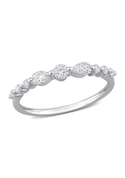 Deals ⌛ Lab Created 3/8 CT DEW Created Moissanite Semi-Eternity Ring in Sterling Silver by Belk & Co. ✨