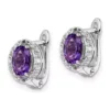 Flash Sale 👍 1.74 ct. t.w. Amethyst and White Topaz Oval Hinged Earrings in Rhodium-Plated Sterling Silver by Belk & Co. 🌟