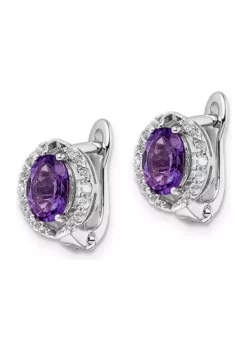 Flash Sale 👍 1.74 ct. t.w. Amethyst and White Topaz Oval Hinged Earrings in Rhodium-Plated Sterling Silver by Belk & Co. 🌟