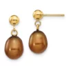 Wholesale ✨ 14K Yellow Gold 7-8mm Brown Rice Freshwater Cultured Pearl Dangle Post Earrings by Belk & Co. 👍