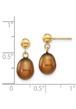 Wholesale ✨ 14K Yellow Gold 7-8mm Brown Rice Freshwater Cultured Pearl Dangle Post Earrings by Belk & Co. 👍 -DealsBelk & Co. Store Belk 21665