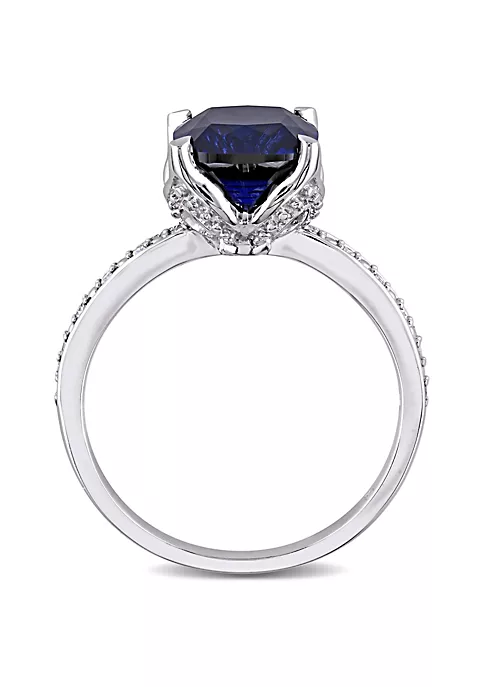 Brand new 😀 2.93 ct. t.g.w. Created Blue Sapphire and 1/10 ct. t.w. Diamond Cocktail Ring in 10K White Gold by Belk & Co. 👍 4 Brand new 😀 2.93 ct. t.g.w. Created Blue Sapphire and 1/10 ct. t.w. Diamond Cocktail Ring in 10K White Gold by Belk & Co. 👍 - Image 4
