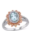 Best deal 🎁 5/8 ct. t.w. Aquamarine and 1/5 ct. t.w. Diamond Halo Split Shank Ring in 10k White and Rose Gold by Belk & Co. 🌟