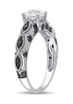 Best deal 😉 Lab Created Created White Sapphire and 1/4 CT TW Black Diamond Engagement Ring in 10k White Gold by Belk & Co. 🔥 -DealsBelk & Co. Store Belk 21689