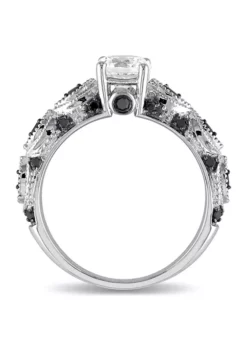 Best deal 😉 Lab Created Created White Sapphire and 1/4 CT TW Black Diamond Engagement Ring in 10k White Gold by Belk & Co. 🔥 -DealsBelk & Co. Store Belk 21690