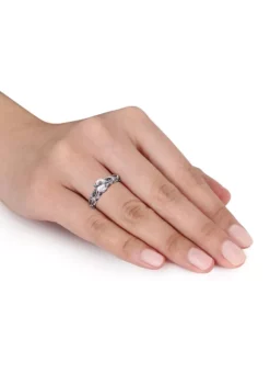 Best deal 😉 Lab Created Created White Sapphire and 1/4 CT TW Black Diamond Engagement Ring in 10k White Gold by Belk & Co. 🔥 -DealsBelk & Co. Store Belk 21691