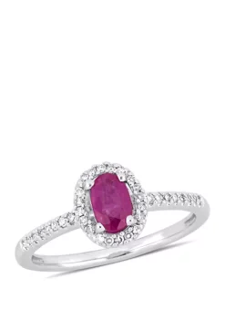 Brand new 🎁 5/8 ct. t.w. Ruby and 1/8 ct. t.w. Diamond Halo Engagement Ring in 10k White Gold by Belk & Co. ✔️