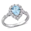 Best Sale ⭐ 2 ct. t.g.w. Sky Blue Topaz, Created White Sapphire and 1/10 ct. t.w. Diamond Halo Cocktail Ring in 10K White Gold by Belk & Co. 🛒