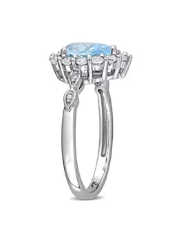 Best Sale ⭐ 2 ct. t.g.w. Sky Blue Topaz, Created White Sapphire and 1/10 ct. t.w. Diamond Halo Cocktail Ring in 10K White Gold by Belk & Co. 🛒 -DealsBelk & Co. Store Belk 21700