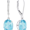 Buy 😍 14K White Gold Oval Genuine Swiss Blue Topaz Dangle Earrings by Belk & Co. 🎁