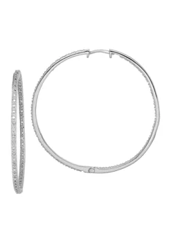 Budget 😍 1/4 ct. t.w. Diamond In and Out Hoop Earrings in Rhodium Plated Sterling Silver by Belk & Co. 👏