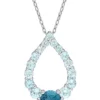 Hot Sale ✔️ 2.69 ct. t.g.w. London Blue Topaz and Sky Blue Topaz Graduated Open Teardrop Pendant with Chain in Sterling Silver by Belk & Co. 🔥
