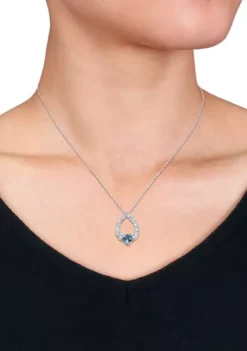 Hot Sale ✔️ 2.69 ct. t.g.w. London Blue Topaz and Sky Blue Topaz Graduated Open Teardrop Pendant with Chain in Sterling Silver by Belk & Co. 🔥 -DealsBelk & Co. Store Belk 21738