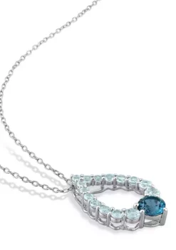 Hot Sale ✔️ 2.69 ct. t.g.w. London Blue Topaz and Sky Blue Topaz Graduated Open Teardrop Pendant with Chain in Sterling Silver by Belk & Co. 🔥 -DealsBelk & Co. Store Belk 21739