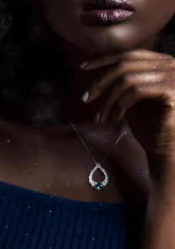 Hot Sale ✔️ 2.69 ct. t.g.w. London Blue Topaz and Sky Blue Topaz Graduated Open Teardrop Pendant with Chain in Sterling Silver by Belk & Co. 🔥 -DealsBelk & Co. Store Belk 21740