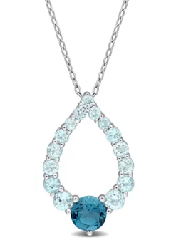 Hot Sale ✔️ 2.69 ct. t.g.w. London Blue Topaz and Sky Blue Topaz Graduated Open Teardrop Pendant with Chain in Sterling Silver by Belk & Co. 🔥 -DealsBelk & Co. Store Belk 21741