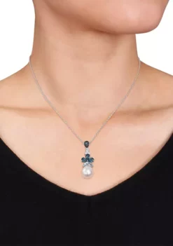 Brand new 😀 Cultured Freshwater Pearl and 3.25 ct. t.w. Topaz Drop Pendant with Chain in Sterling Silver by Belk & Co. 🔥 -DealsBelk & Co. Store Belk 21744