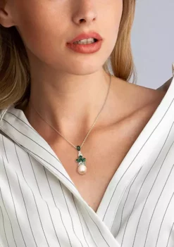 Brand new 😀 Cultured Freshwater Pearl and 3.25 ct. t.w. Topaz Drop Pendant with Chain in Sterling Silver by Belk & Co. 🔥 -DealsBelk & Co. Store Belk 21745