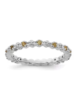 Flash Sale 🌟 1/5 ct. t.w. Citrine and 0.04 ct. t.w. Diamond Stackable Expressions Ring in Sterling Silver by Belk & Co. ⭐