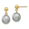 Outlet 🤩 14K Yellow Gold 8-9mm Grey Rice Freshwater Cultured Pearl Dangle Post Earrings by Belk & Co. 💯