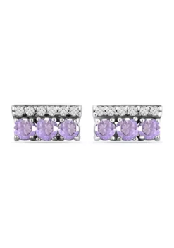 Budget 🤩 3/4 ct. t.w. Amethyst and White Topaz Bar Earrings, Sterling Silver by Belk & Co. 🌟