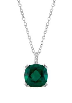 Best reviews of 🌟 3 ct. t.w. Emerald and 1/10 ct. t.w. Diamond Chain Pendant Necklace in Sterling Silver by Belk & Co. 🔔