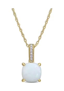 Discount 👍 1.33 ct. t.w. Opal and Diamond Accent Pendant with Chain in 10k Yellow Gold by Belk & Co. 🎁 -DealsBelk & Co. Store Belk 21798