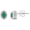 Best Pirce 🔥 Sterling Silver 6x4mm Oval Emerald Diamond Accent Halo Stud Earrings by Belk & Co. 💯