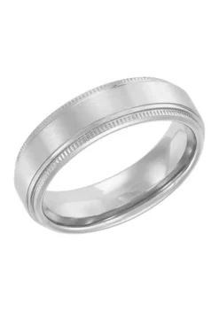 Outlet โจ 7 Millimeter Gents Band with Milgrain Edges in Titanium by Belk & Co. ๐