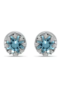 Deals 🎁 1-3/4 ct. 6MM Round Blue and White Topaz Crown Stud Earrings, Sterling Silver by Belk & Co. 🧨 -DealsBelk & Co. Store Belk 21816