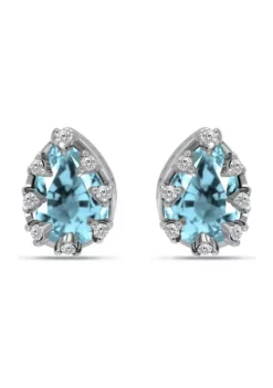 Cheapest ✨ 1-1/2 ct. 7x5MM Pear Blue and White Topaz Crown Stud Earrings, Sterling Silver by Belk & Co. 👏 -DealsBelk & Co. Store Belk 21820