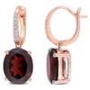 Best deal 🛒 9.6 ct. t.g.w. Garnet and 1/10 ct. t.w. Diamond Earrings in 14K Rose Gold by Belk & Co. 😀
