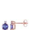 Hot Sale 🌟 1 1/10 ct. t.w. Tanzanite, 0.02 ct. t.w. Diamond Accent Stud Earrings by Belk & Co. 😀
