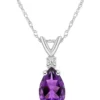 Flash Sale 💯 14K Gold 8x5 Pear Shape Amethyst Diamond Accent Pendant by Belk & Co. 🧨