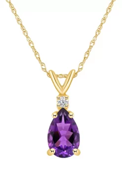 Flash Sale 💯 14K Gold 8x5 Pear Shape Amethyst Diamond Accent Pendant by Belk & Co. 🧨 -DealsBelk & Co. Store Belk 21846