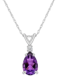 Flash Sale 💯 14K Gold 8x5 Pear Shape Amethyst Diamond Accent Pendant by Belk & Co. 🧨 -DealsBelk & Co. Store Belk 21847