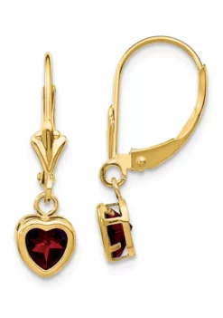 Hot Sale ๐ฅ 1.1 ct. t.w. Garnet 5mm Heart Earrings in 14K Yellow Gold by Belk & Co. โค๏ธ