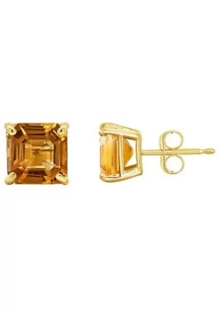 Best Pirce ❤️ 14K Yellow Gold 6mm Asscher Citrine Stud Earrings by Belk & Co. 😍 -DealsBelk & Co. Store Belk 21869
