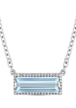 Cheap 👏 3 CT TGW Baguette Cut Blue Topaz and White Sapphire Halo Necklace in Sterling Silver by Belk & Co. ⭐