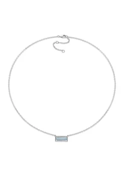 Cheap 👏 3 CT TGW Baguette Cut Blue Topaz and White Sapphire Halo Necklace in Sterling Silver by Belk & Co. ⭐ -DealsBelk & Co. Store Belk 21874