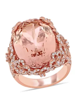 Best deal ✨ Morganite and 1 3/8 CT TW Diamond Filigree Cocktail Ring in 14k Rose Gold by Belk & Co. 🎁
