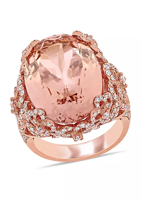 Best deal ✨ Morganite and 1 3/8 CT TW Diamond Filigree Cocktail Ring in 14k Rose Gold by Belk & Co. 🎁 1 Best deal ✨ Morganite and 1 3/8 CT TW Diamond Filigree Cocktail Ring in 14k Rose Gold by Belk & Co. 🎁
