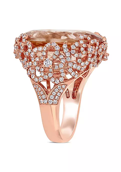 Best deal ✨ Morganite and 1 3/8 CT TW Diamond Filigree Cocktail Ring in 14k Rose Gold by Belk & Co. 🎁 2 Best deal ✨ Morganite and 1 3/8 CT TW Diamond Filigree Cocktail Ring in 14k Rose Gold by Belk & Co. 🎁 - Image 2