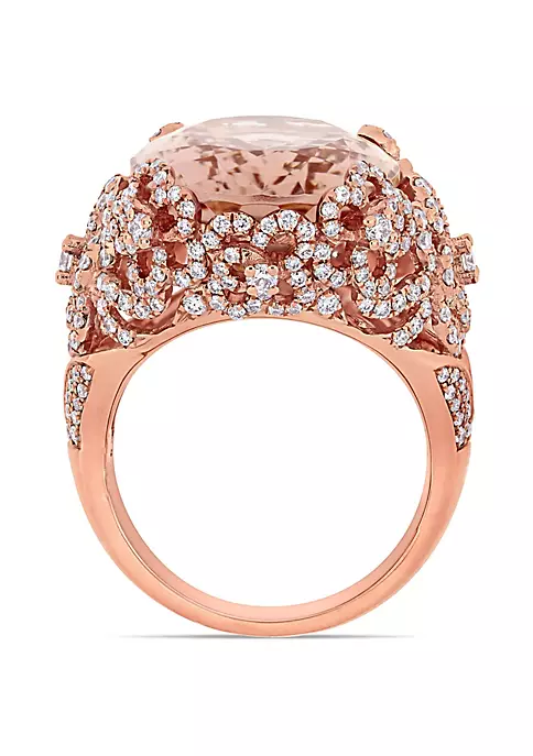 Best deal ✨ Morganite and 1 3/8 CT TW Diamond Filigree Cocktail Ring in 14k Rose Gold by Belk & Co. 🎁 3 Best deal ✨ Morganite and 1 3/8 CT TW Diamond Filigree Cocktail Ring in 14k Rose Gold by Belk & Co. 🎁 - Image 3